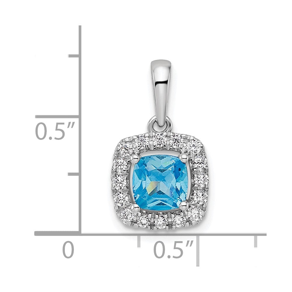 14k White Gold 1/4 carat Lab Grown Diamond VS/SI+ G+ December Birthstone Blue Topaz Halo Pendant