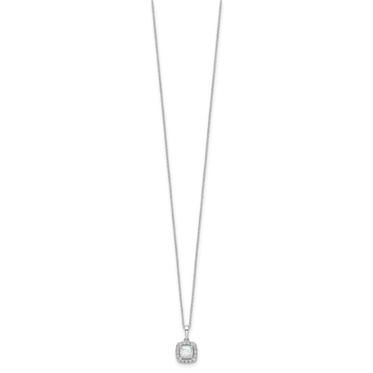 10k White Gold 1/4 carat Lab Grown Diamond VS/SI+ G+ and Created Opal Complete 18 inch Pendant Necklace