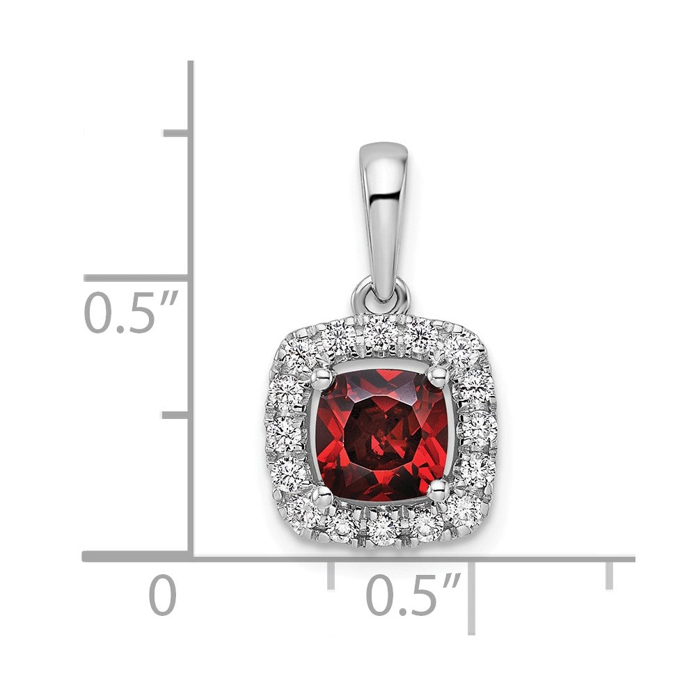 14k White Gold 1/4 carat Lab Grown Diamond VS/SI+ G+ January Birthstone Garnet Halo Pendant