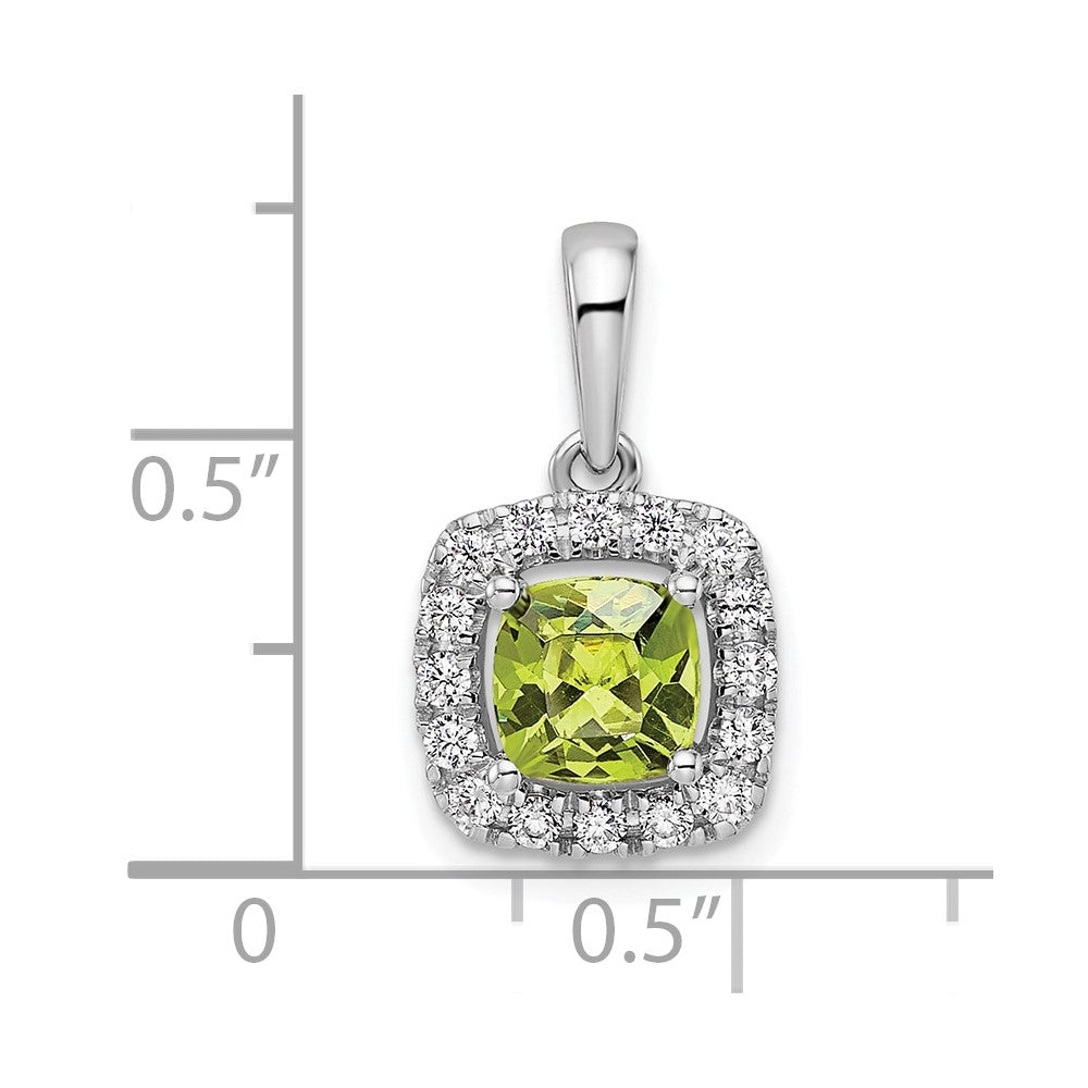 14k White Gold 1/4 carat Lab Grown Diamond VS/SI+ G+ August Birthstone Peridot Halo Pendant