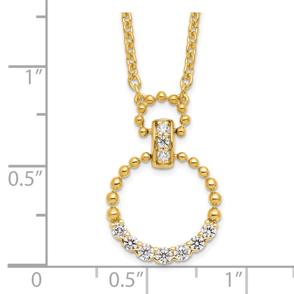 14k 1/4 carat Lab Grown Diamond VS/SI+ G+ Circle 18 inch Pendant Necklace