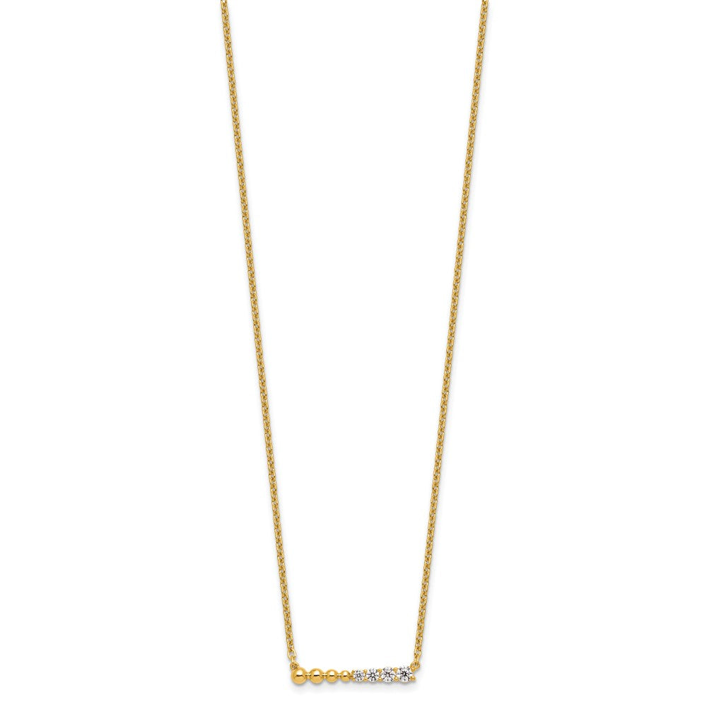 14k 1/4 carat Lab Grown Diamond VS/SI+ G+ Beaded Bar 18 inch Necklace