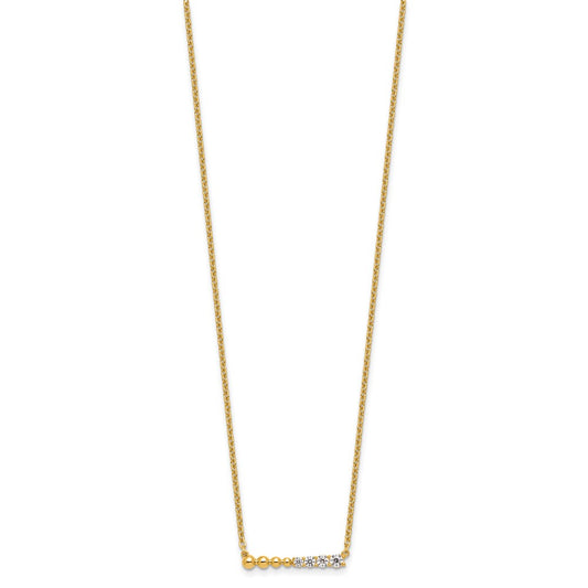 14k 1/4 carat Lab Grown Diamond VS/SI+ G+ Beaded Bar 18 inch Necklace