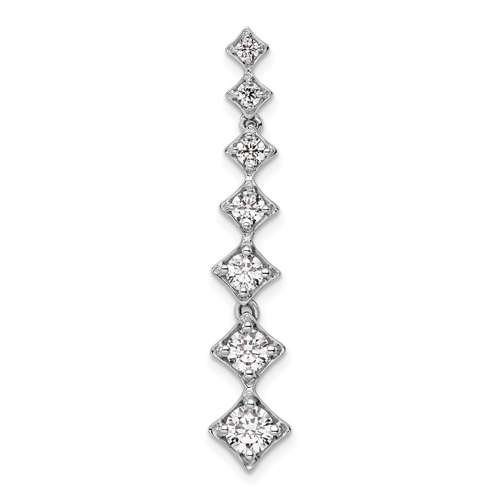 14k White Gold 1 carat Lab Grown Diamond VS/SI+ G+ Seven Stone Bar Chain Slide Pendant