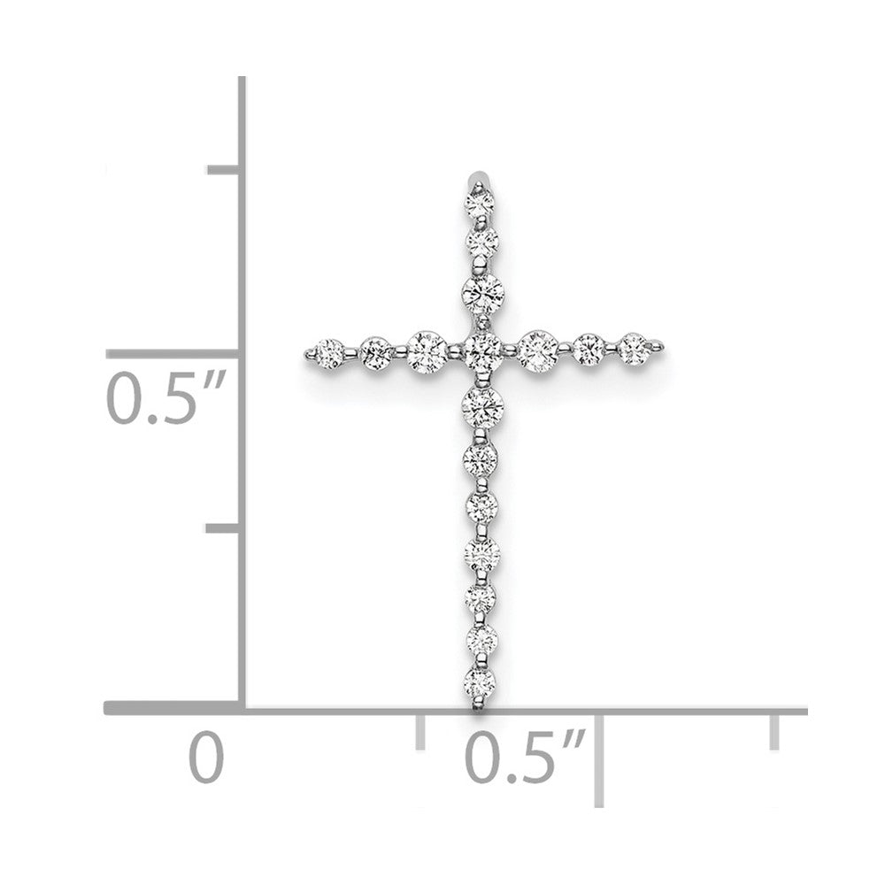 14k White Gold 1/6 carat Lab Grown Diamond VS/SI+ G+ Complete Cross Chain Slide Pendant