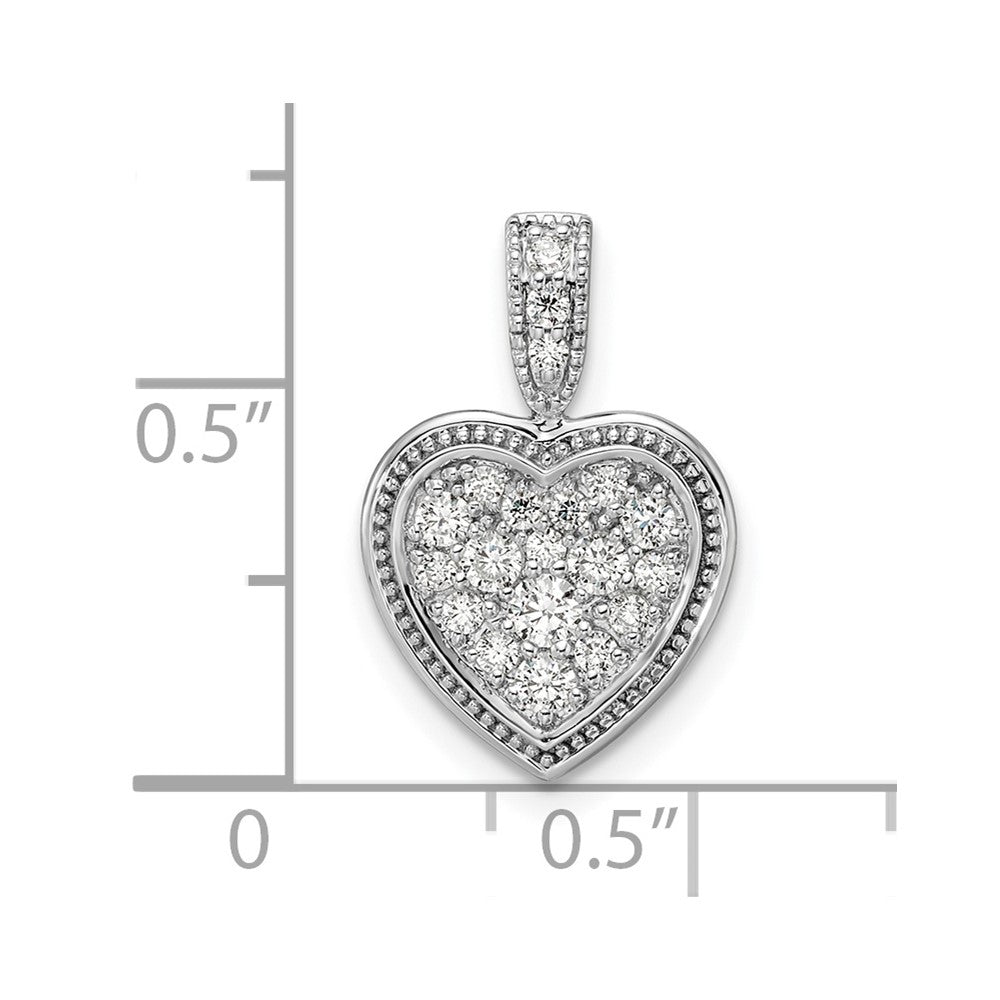 14k White Gold 3/8 carat Lab Grown Diamond VS/SI+ G+ Complete Framed Heart Pendant