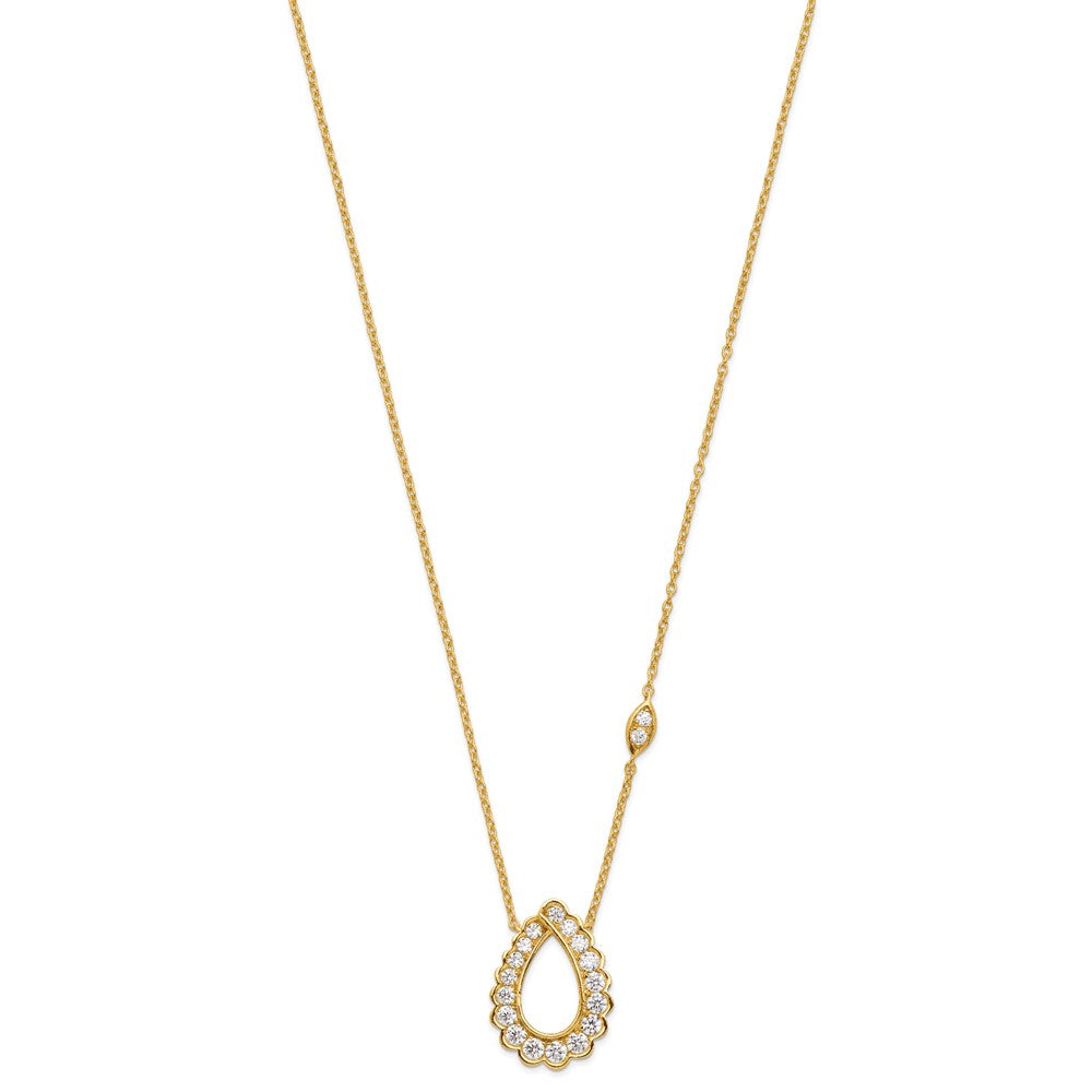 14k 3/4 carat Lab Grown Diamond VS/SI+ G+ Complete 18 inch Fashion Teardrop Necklace