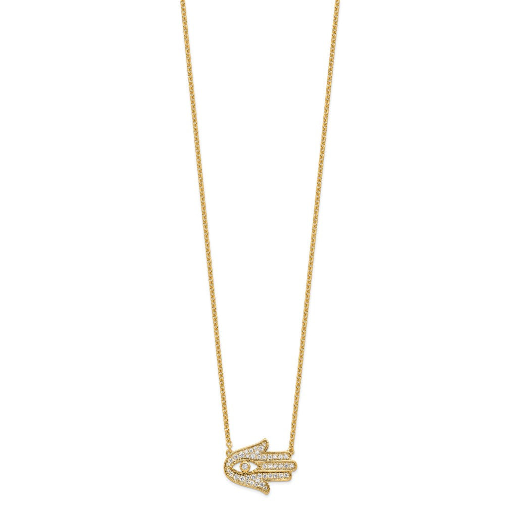 14k 1/4 carat Lab Grown Diamond VS/SI+ G+ Complete Hamsa 18 inch Necklace