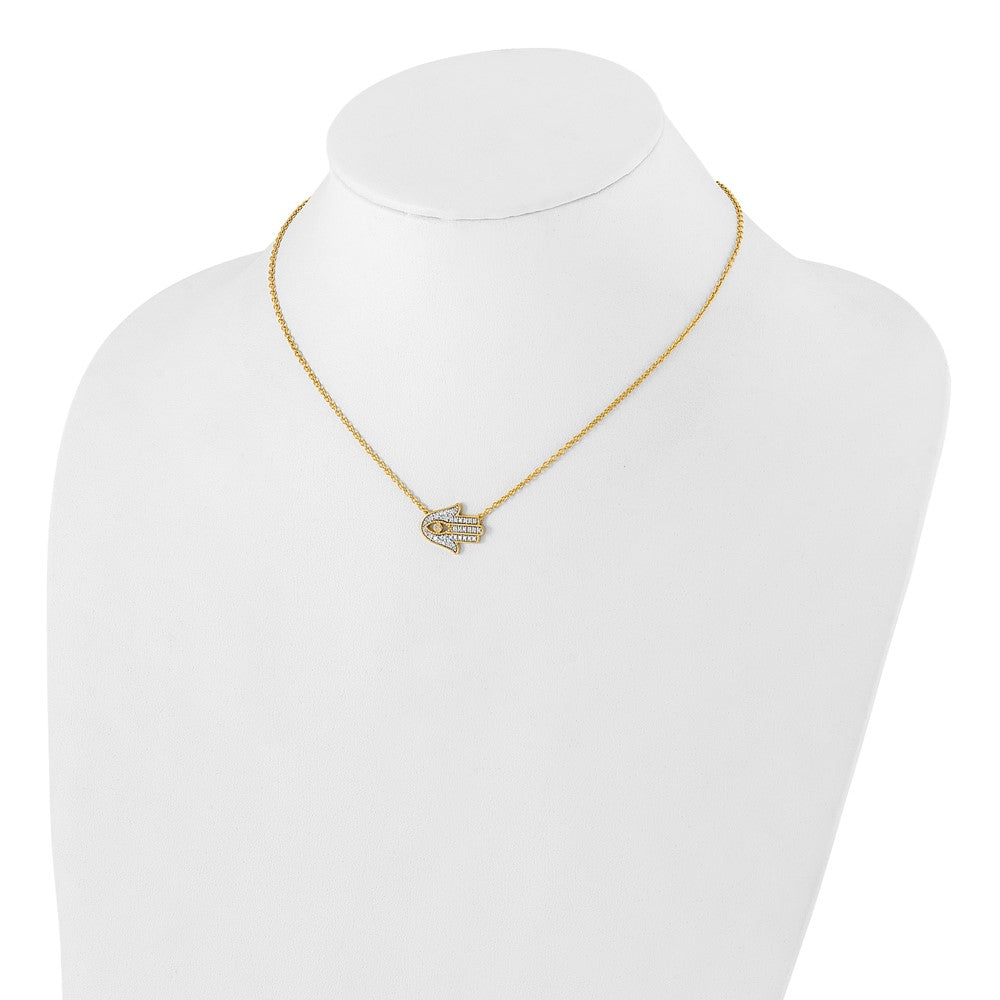 14k 1/4 carat Lab Grown Diamond VS/SI+ G+ Complete Hamsa 18 inch Necklace