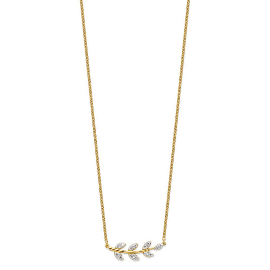 14k 3/8 carat Lab Grown Diamond VS/SI+ G+ Complete Branch with Leaves 18 inch Necklace