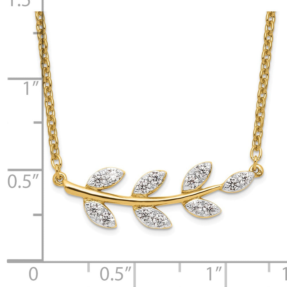 14k 3/8 carat Lab Grown Diamond VS/SI+ G+ Complete Branch with Leaves 18 inch Necklace