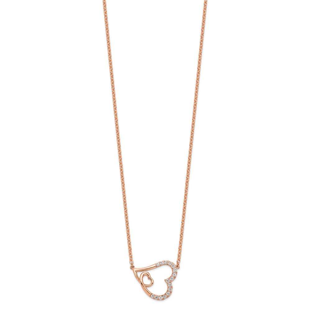 14K Rose Gold Lab Grown Diamond VS/SI+ G+ Intertwined Hearts Necklac