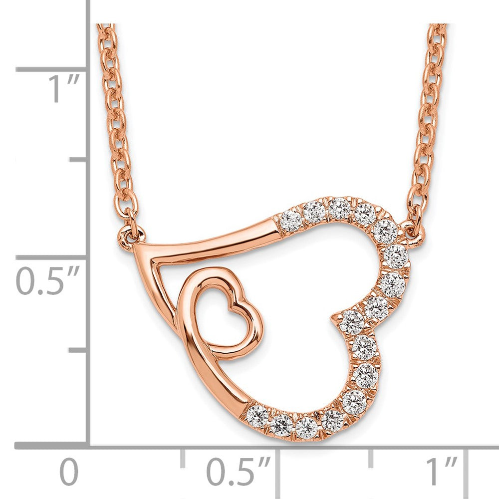 14K Rose Gold Lab Grown Diamond VS/SI+ G+ Intertwined Hearts Necklac