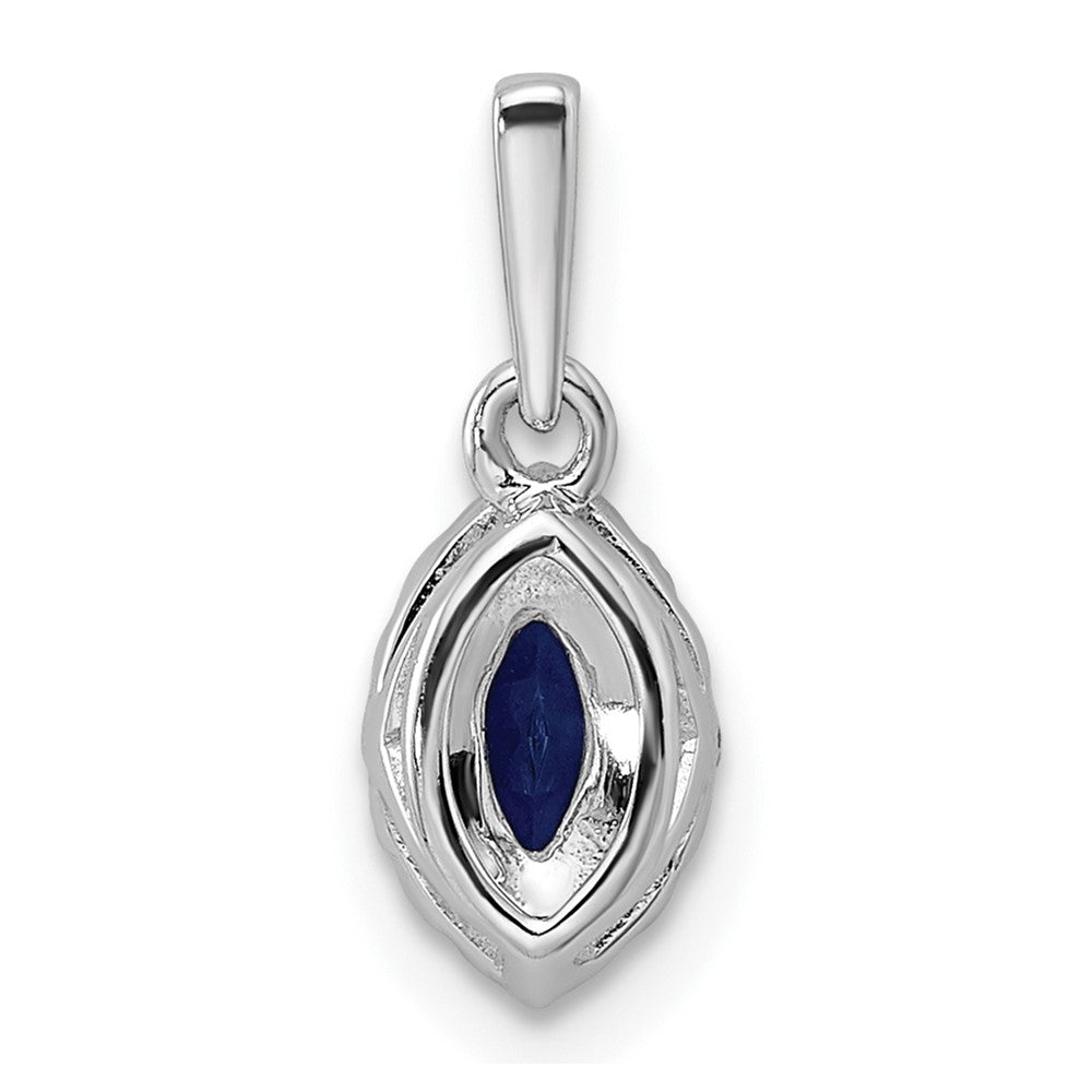 14k White Gold 1/10 carat Lab Grown Diamond VS/SI+ G+ and Lab Created Blue Sapphire September Birthstone Pendant
