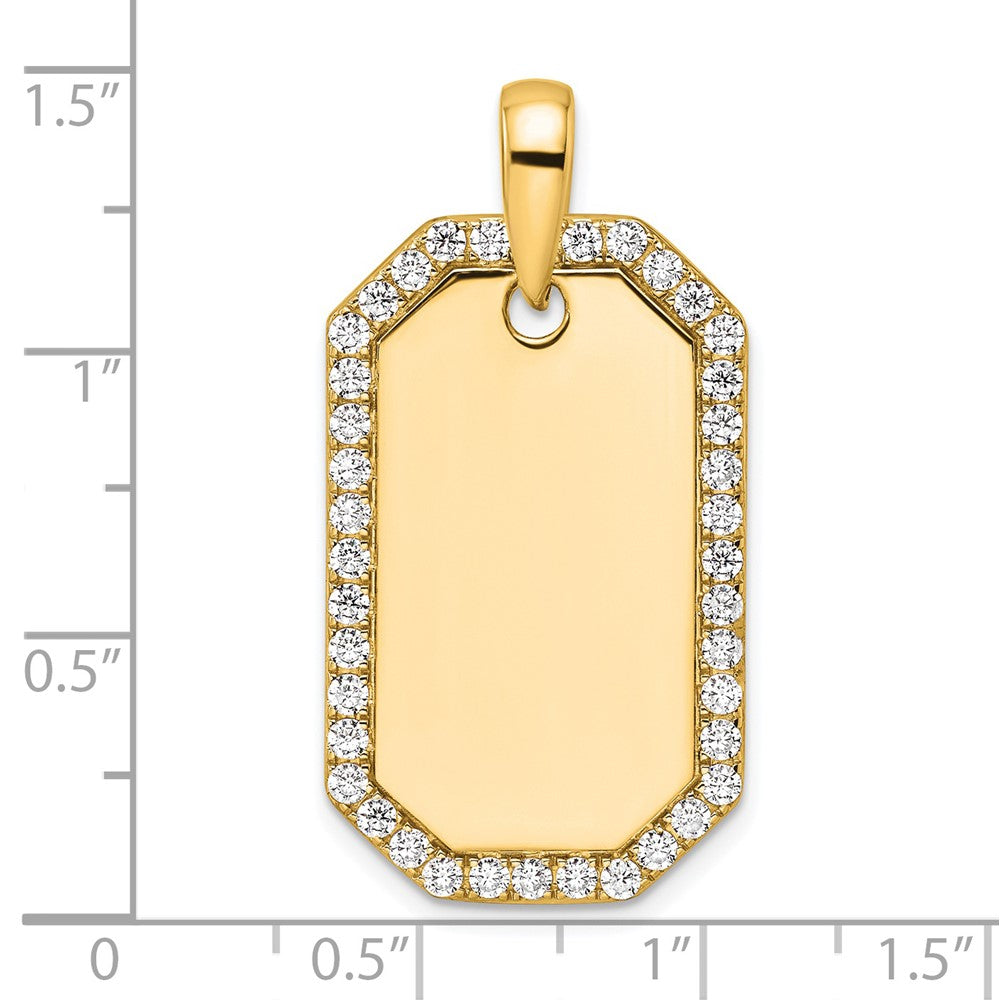 True Origin 14K Yellow Gold Men's 1 carat Lab Grown Diamond VS+ F+ Complete Dog Tag Pendant
