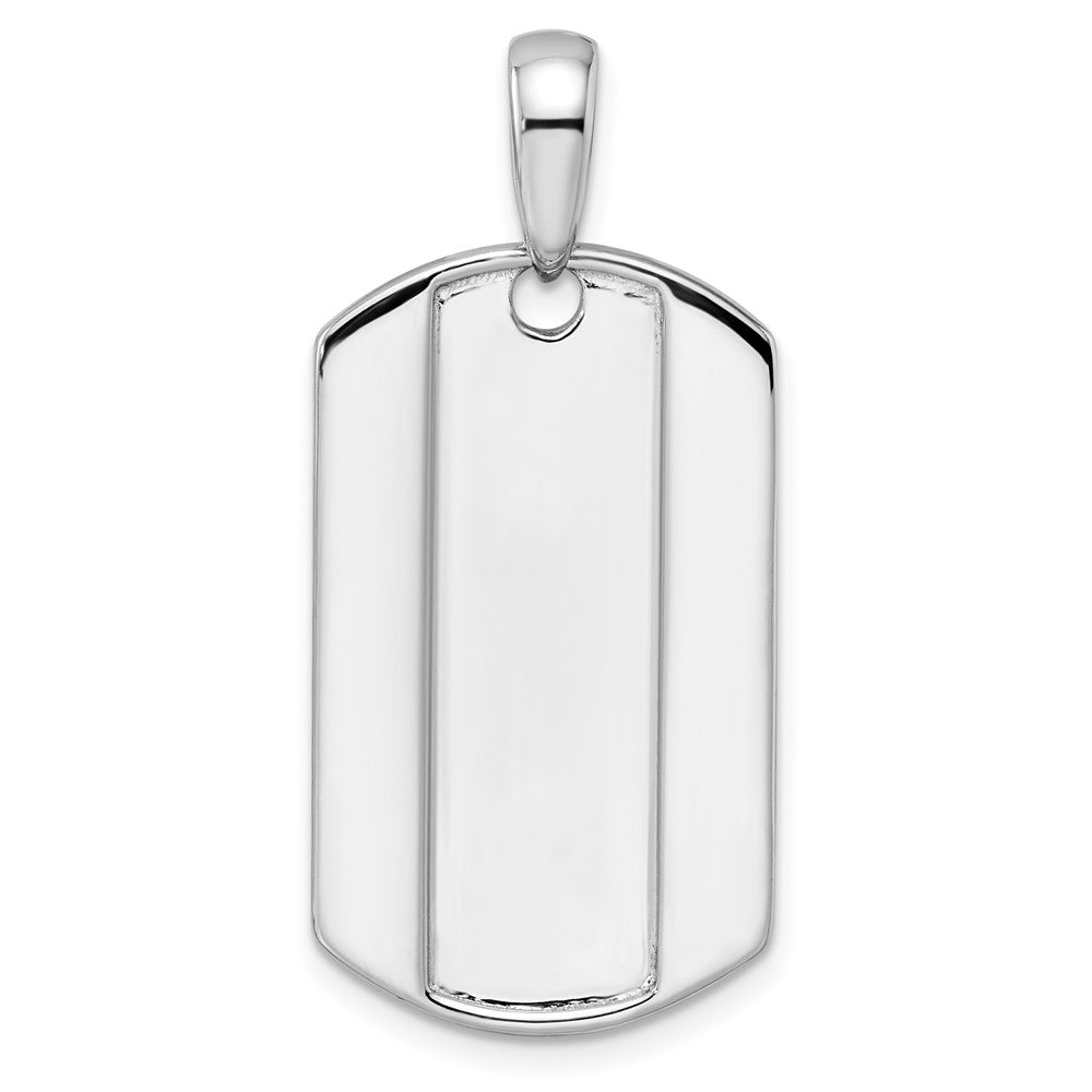 True Origin 14K White Gold Men's 3/4 carat Lab Grown Diamond VS+ F+ Complete Dog Tag Pendant
