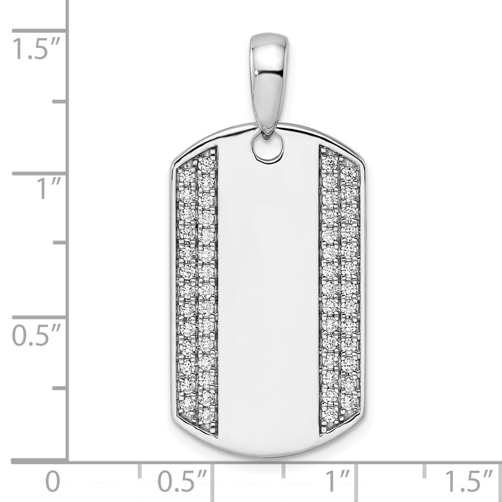 True Origin 14K White Gold Men's 3/4 carat Lab Grown Diamond VS+ F+ Complete Dog Tag Pendant