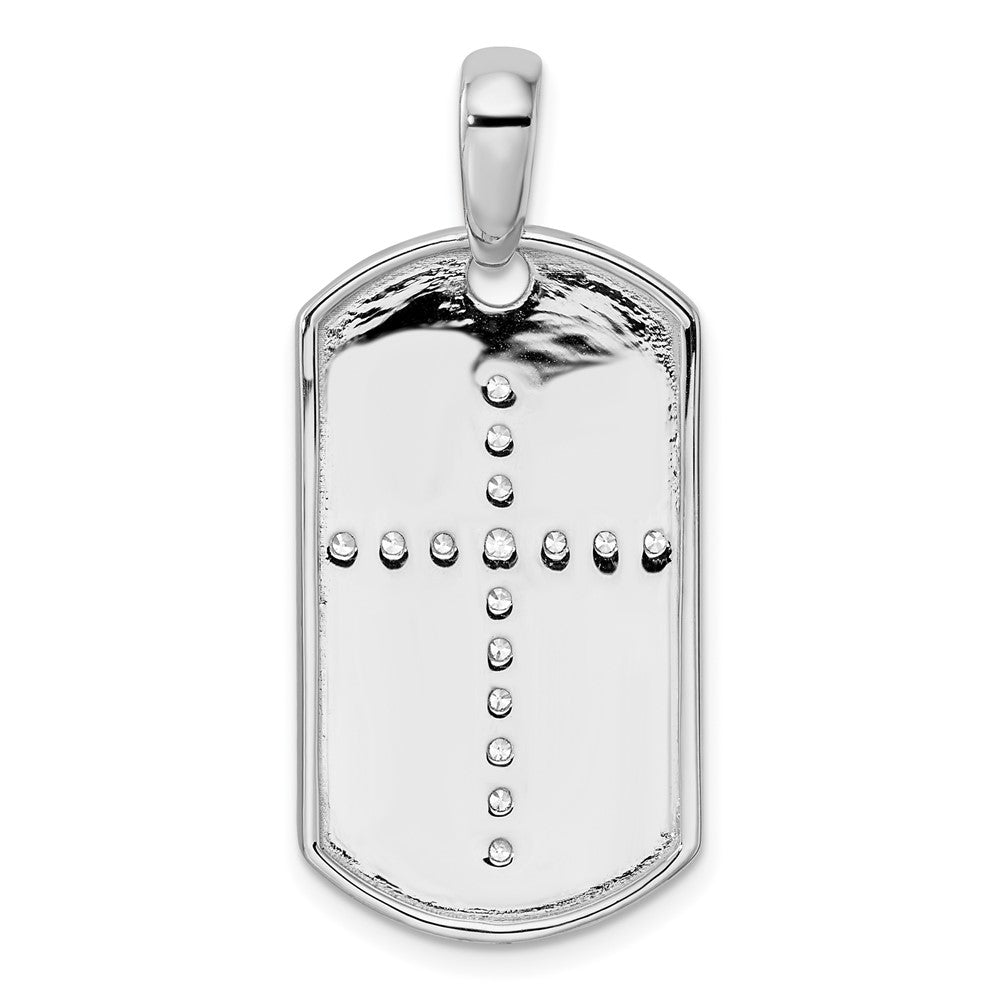 True Origin 14K White Gold Men's 1/2 carat Lab Grown Diamond VS+ F+ Complete Cross Dog Tag Pendant