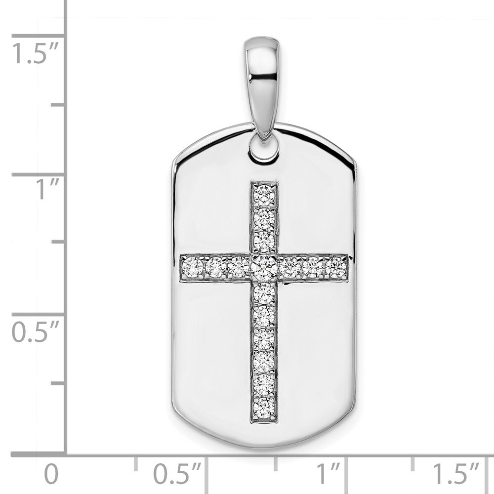 True Origin 14K White Gold Men's 1/2 carat Lab Grown Diamond VS+ F+ Complete Cross Dog Tag Pendant