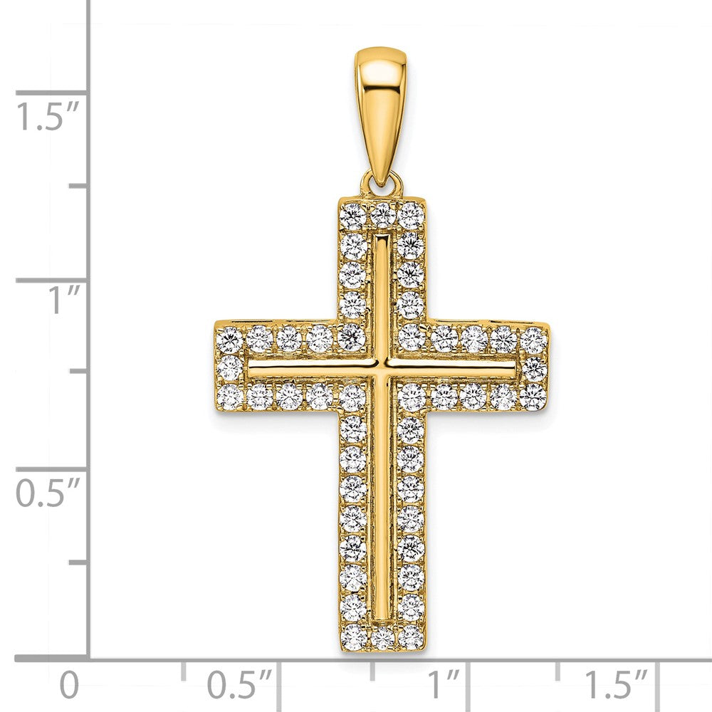 True Origin 14K Yellow Gold 1 carat Lab Grown Diamond VS+ F+ Complete Cross Pendant