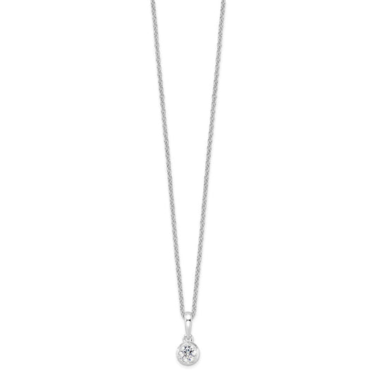 True Origin 14K White Gold 1/4 carat Lab Grown Diamond VS+ F+ Complete 18 in Round Solitaire Necklace