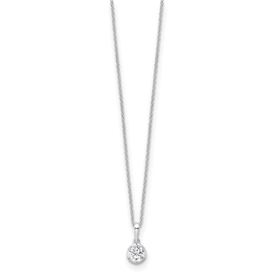 True Origin 14K White Gold 1/2 carat Lab Grown Diamond VS+ F+ Complete 18 in Round Solitaire Necklace