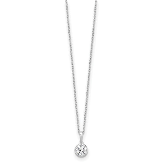 True Origin 14K White Gold 5/8 carat Lab Grown Diamond VS+ F+ Complete 18 in Round Solitaire Necklace