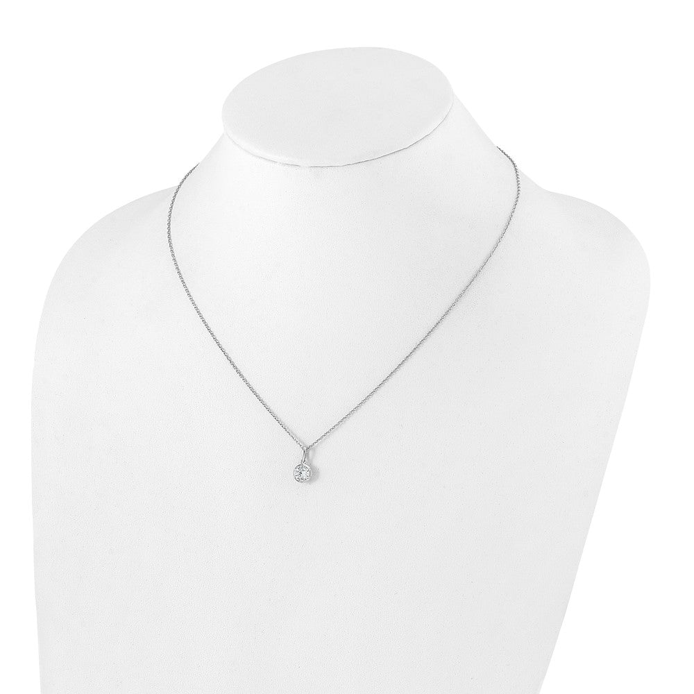 True Origin 14K White Gold 3/4 carat Lab Grown Diamond VS+ F+ Complete 18 in Round Solitaire Necklace