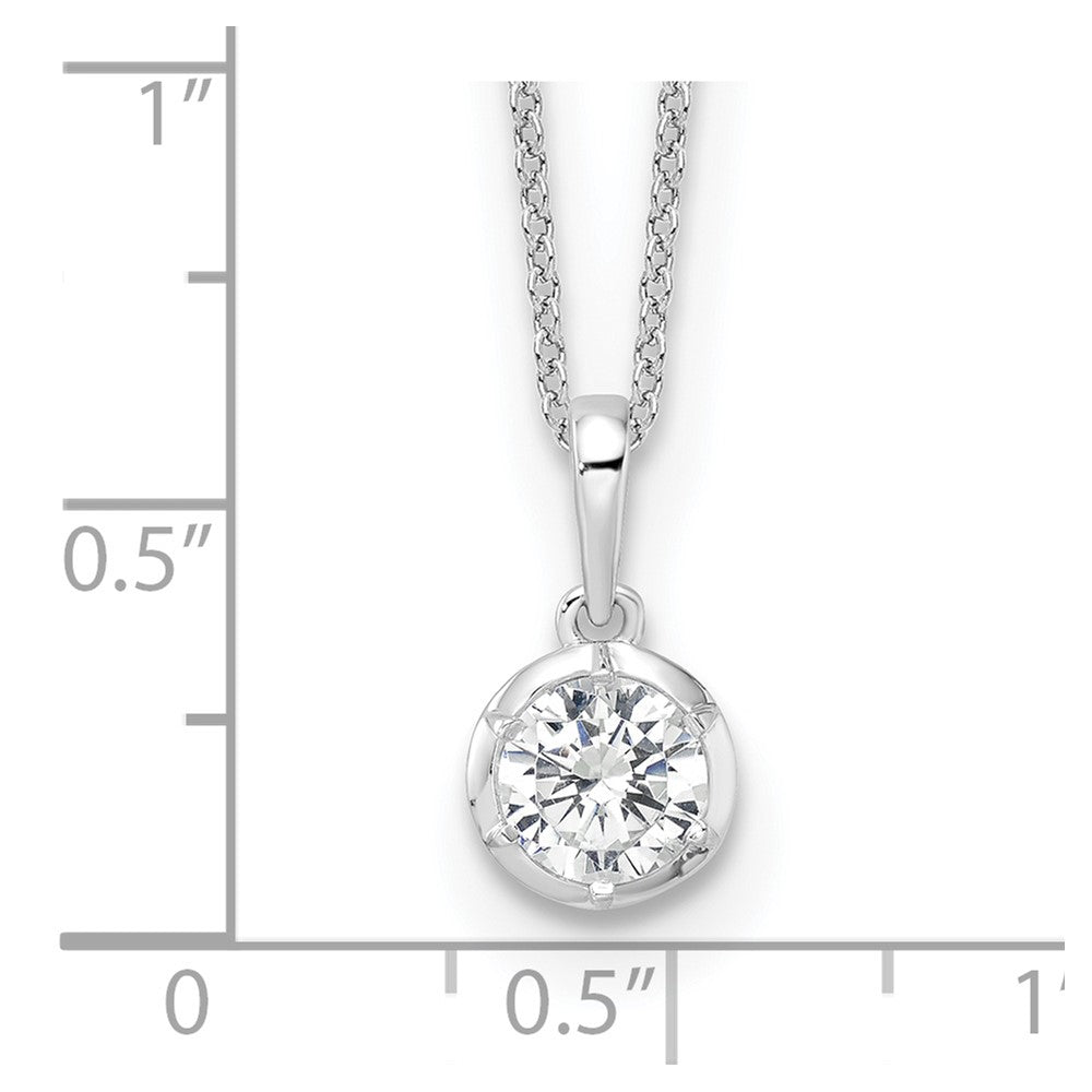 True Origin 14K White Gold 3/4 carat Lab Grown Diamond VS+ F+ Complete 18 in Round Solitaire Necklace