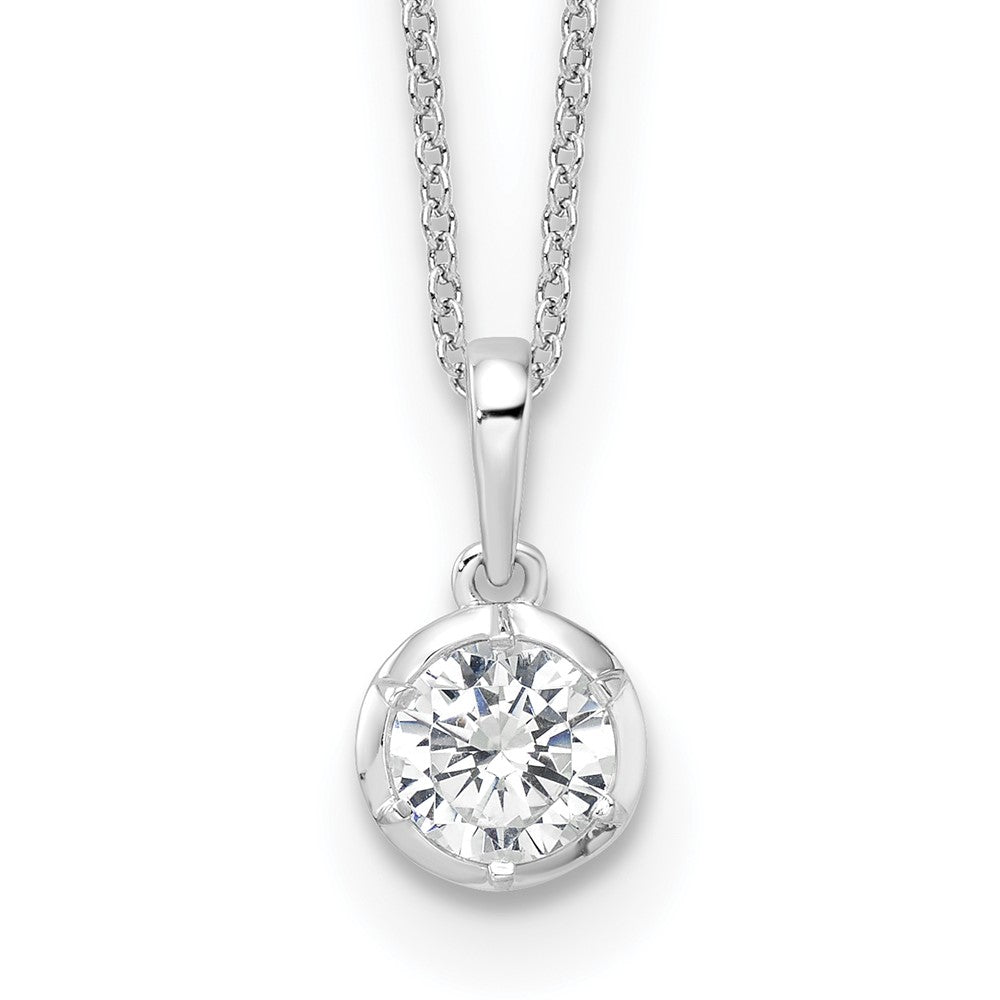 True Origin 14K White Gold 3/4 carat Lab Grown Diamond VS+ F+ Complete 18 in Round Solitaire Necklace