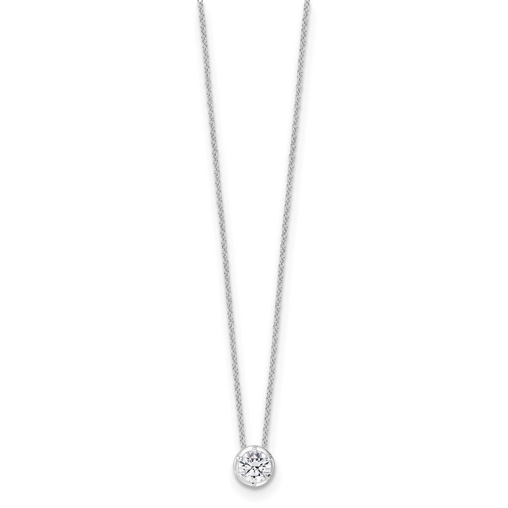 True Origin 14K White Gold 5/8 carat Lab Grown Diamond VS+ F+ Complete 18 in Round Solitaire Necklace