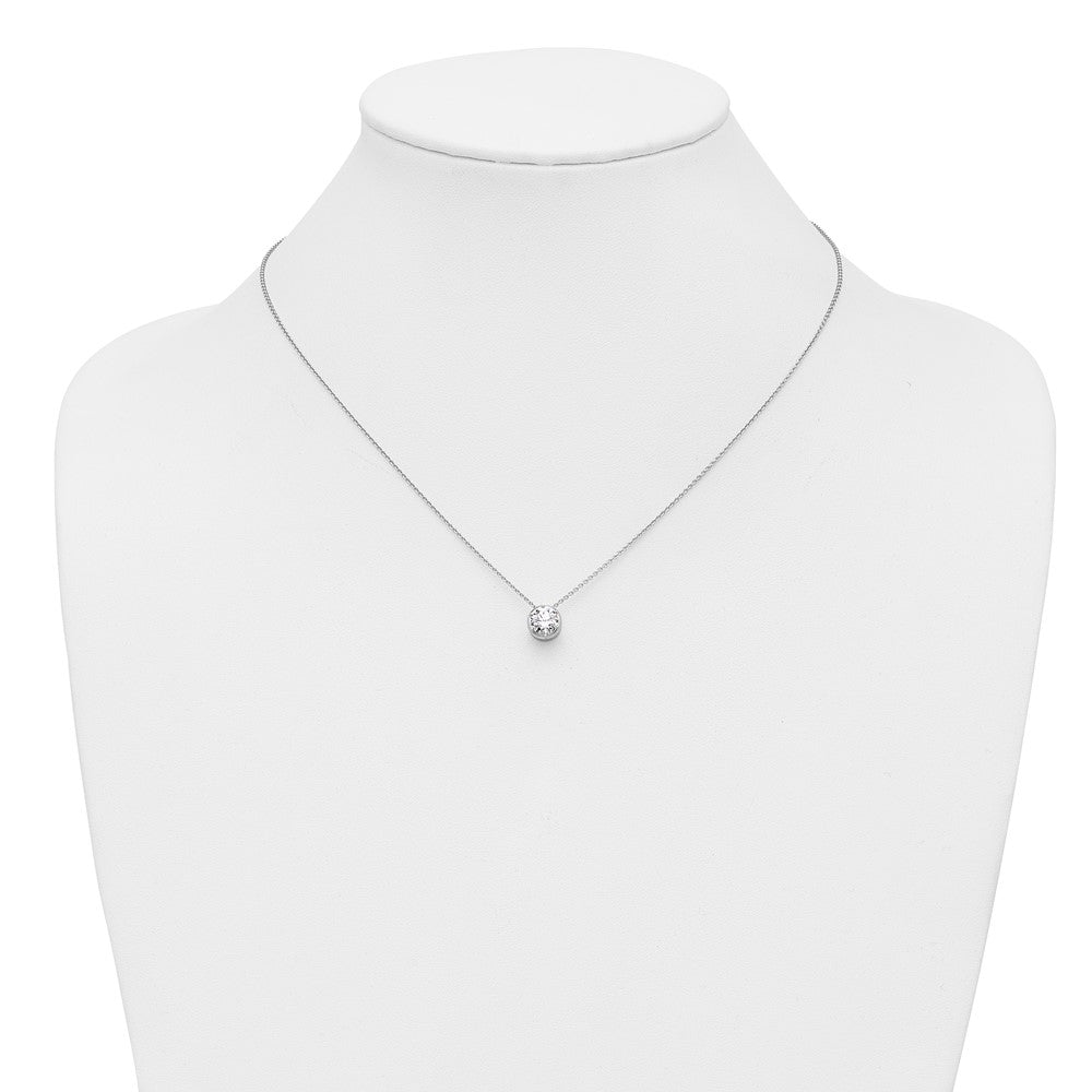 14k White Gold 1 carat Lab Grown Diamond VS/SI+ G+ Round Complete 18 inch Solitaire Slide Necklace
