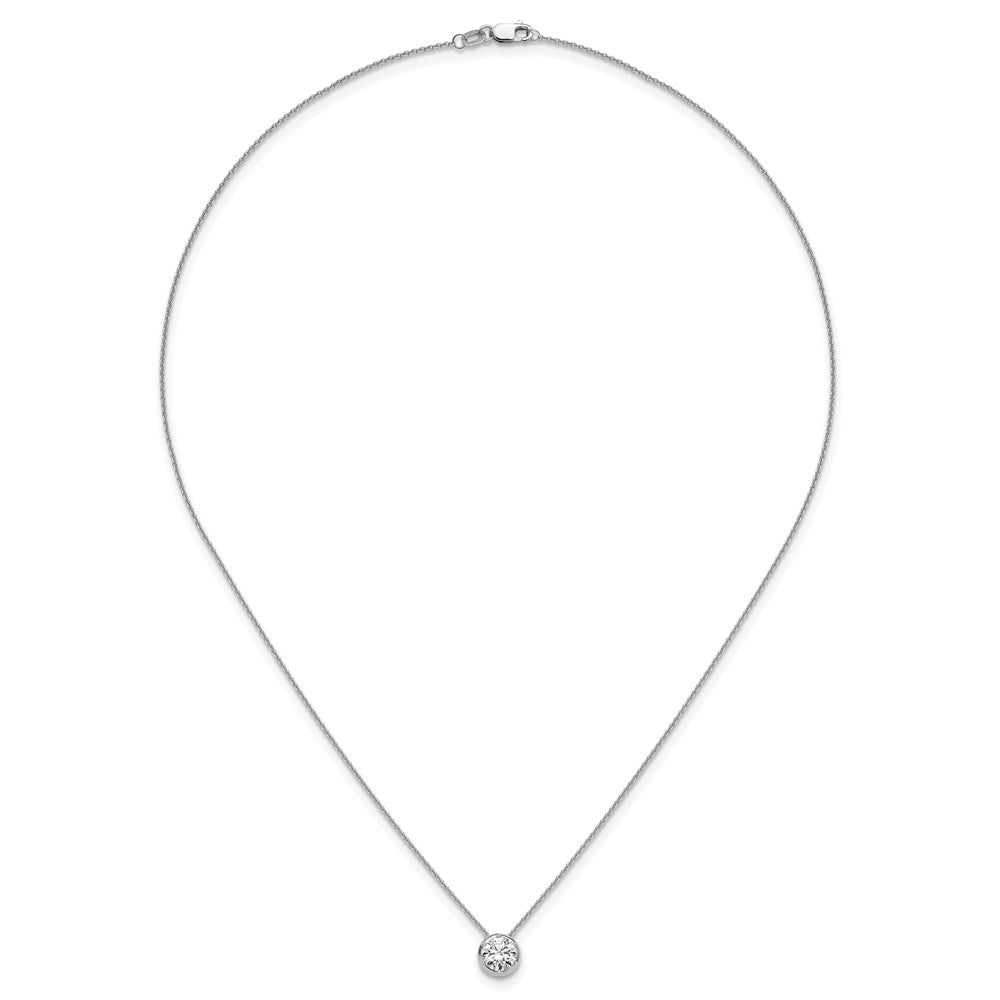 14k White Gold 1 carat Lab Grown Diamond VS/SI+ G+ Round Complete 18 inch Solitaire Slide Necklace