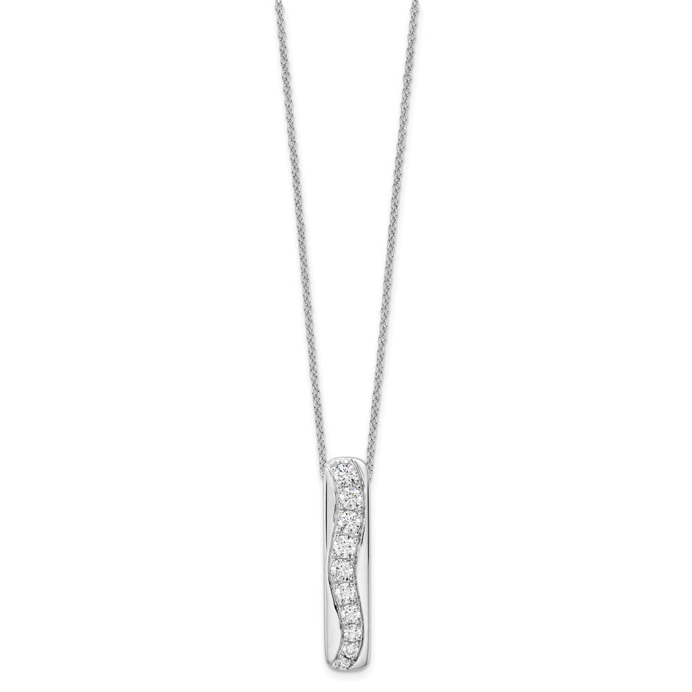 True Origin 14K White Gold 3/4 carat Lab Grown Diamond VS+ F+ 18 in Complete Vertical Bar Slide Necklace