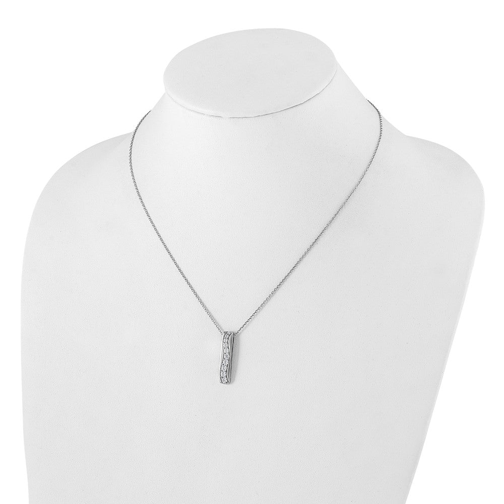 True Origin 14K White Gold 3/4 carat Lab Grown Diamond VS+ F+ 18 in Complete Vertical Bar Slide Necklace
