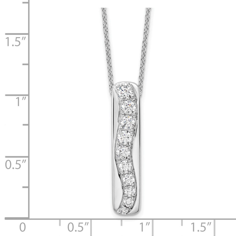 True Origin 14K White Gold 3/4 carat Lab Grown Diamond VS+ F+ 18 in Complete Vertical Bar Slide Necklace