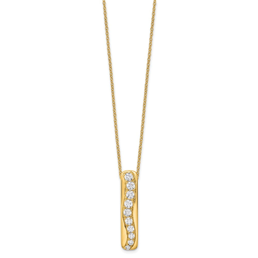 True Origin 14K Yellow Gold 3/4 carat Lab Grown Diamond VS+ F+ 18 in Complete Vertical Bar Slide Necklace