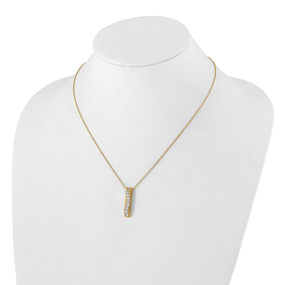 True Origin 14K Yellow Gold 3/4 carat Lab Grown Diamond VS+ F+ 18 in Complete Vertical Bar Slide Necklace