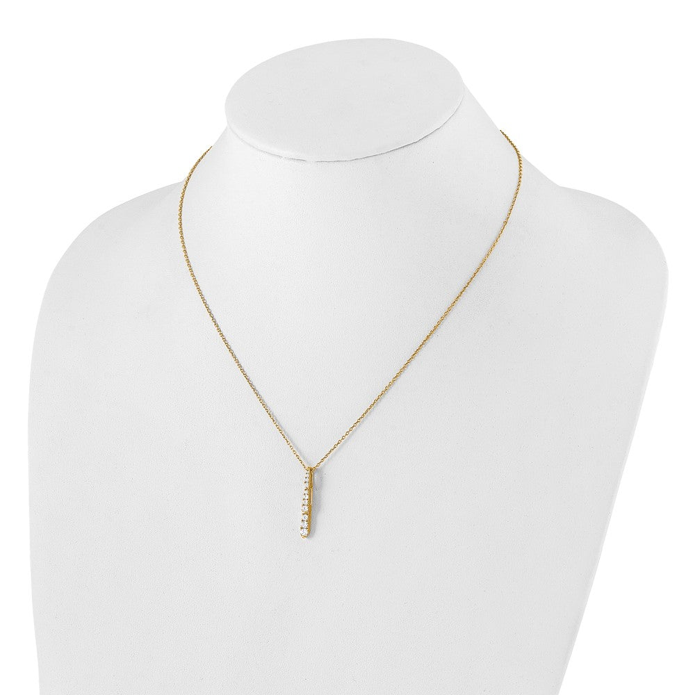 True Origin 14K White Gold 3/8 carat Lab Grown Diamond VS+ F+ 18 in Complete Vertical Bar Slide Necklace