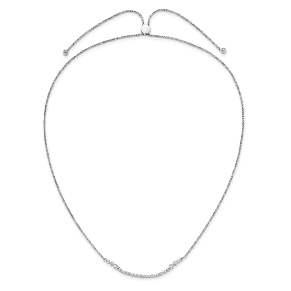 14k White Gold 5/8 carat Lab Grown Diamond VS/SI+ G+ Adjustable up to 24 inch Tennis Style Bolo Necklace