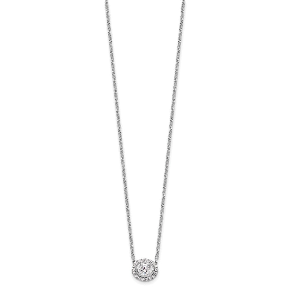 14k White Gold 5/8 carat Lab Grown Diamond VS/SI+ G+ Oval 18 inch Necklace
