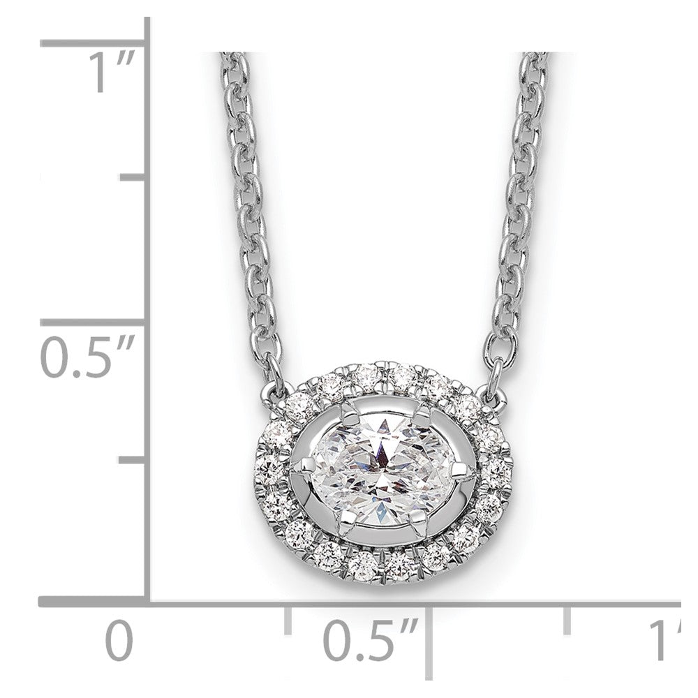 14k White Gold 5/8 carat Lab Grown Diamond VS/SI+ G+ Oval 18 inch Necklace