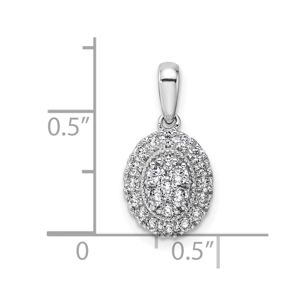 14k White Gold 3/8 carat Lab Grown Diamond VS/SI Oval Halo Pendant