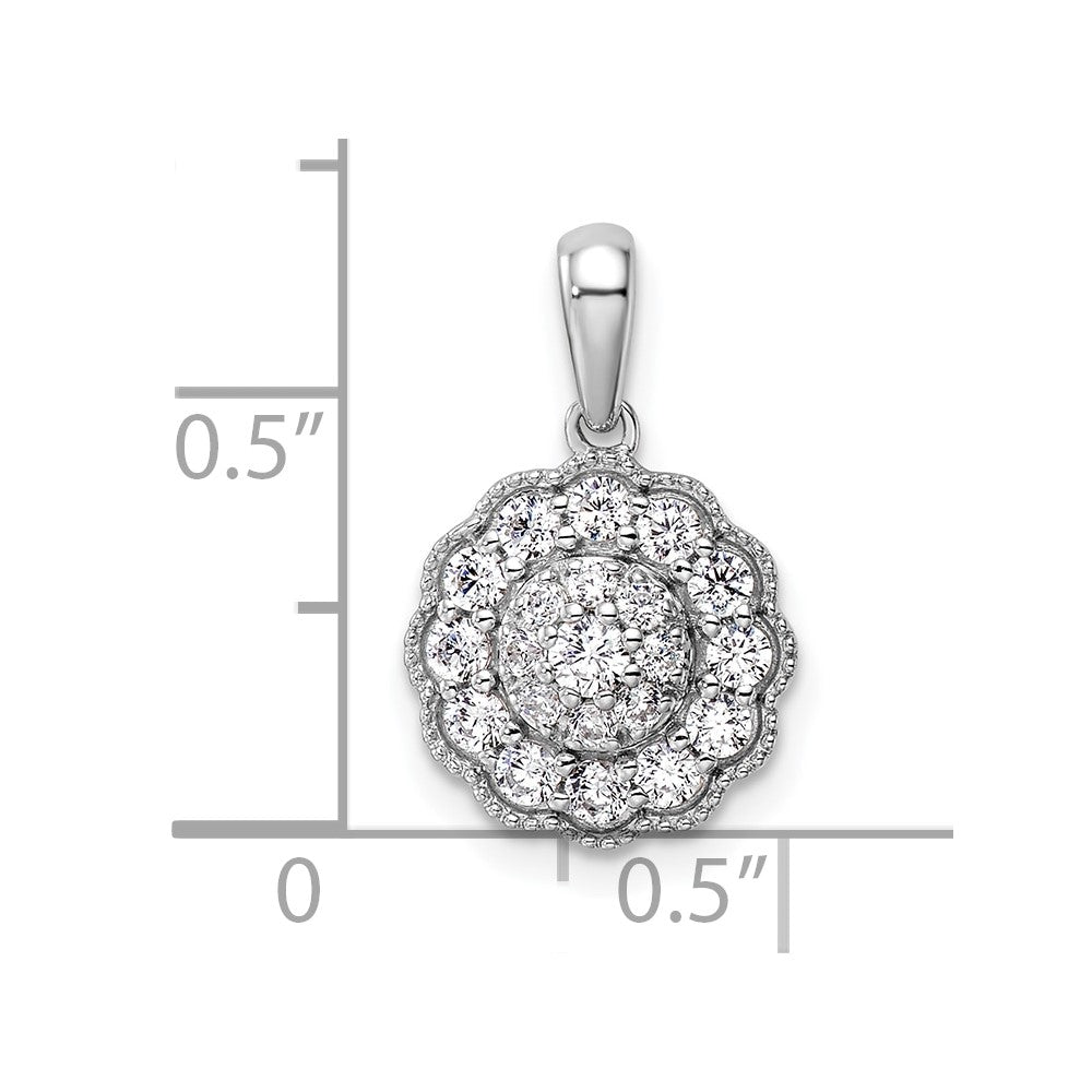 14k White Gold 1/2 carat Lab Grown Diamond VS/SI+ G+ Square Halo Pendant