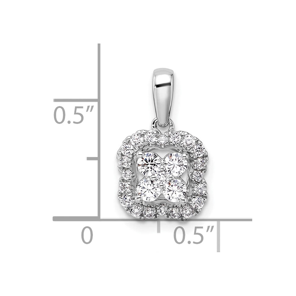 14k White Gold 3/8 carat Lab Grown Diamond VS/SI+ G+ Square Halo Pendant