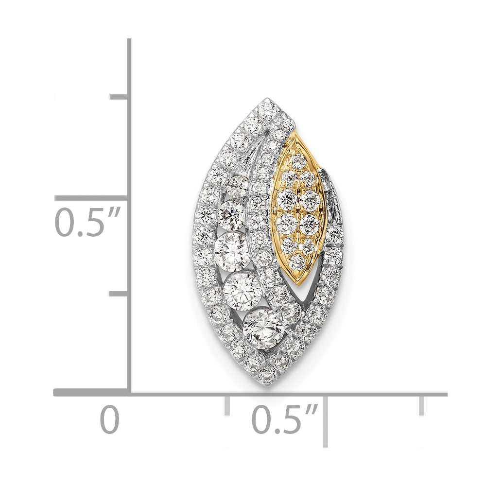 14k Two Tone 5/8 carat Lab Grown Diamond VS/SI+ G+ Fancy Chain Slide Pendant