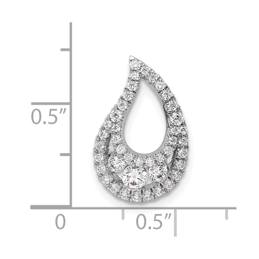 14k White Gold 1/2 carat Lab Grown Diamond VS/SI+ G+ Complete Teardrop Cluster Chain Slide Pendant