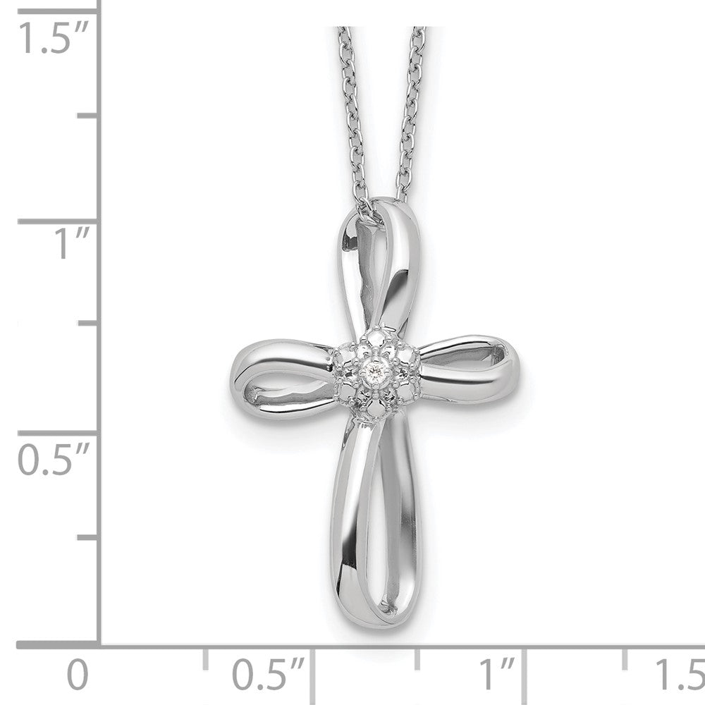 14k White Gold .01 carat Lab Grown Diamond VS/SI+ G+ Complete 18 inch Cross Pendant Necklace