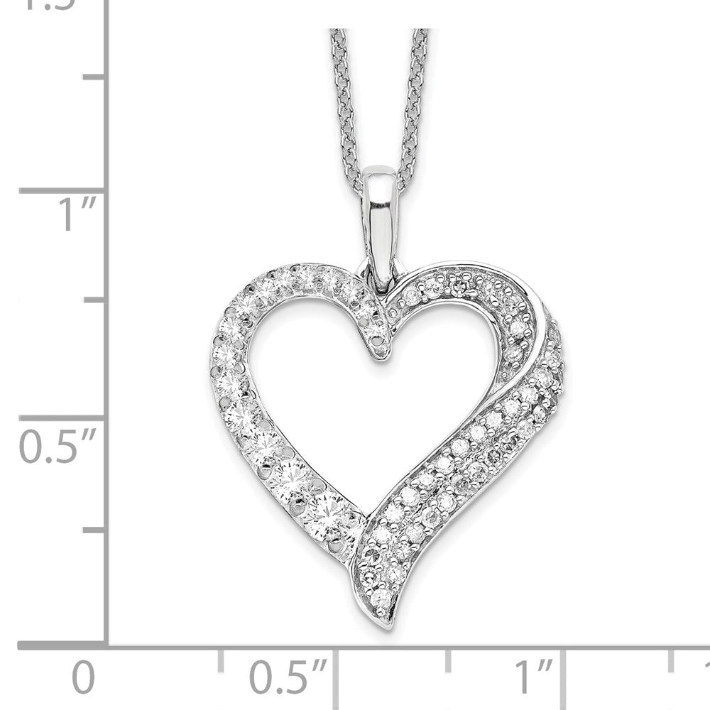 14k White Gold 1/2 carat Lab Grown Diamond VS/SI+ G+ Complete 18 inch Heart Pendant Necklace