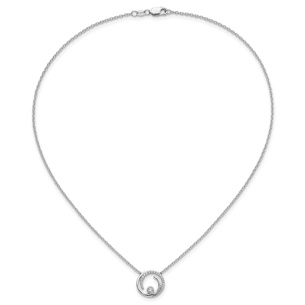 14k White Gold 1/5 carat Lab Grown Diamond VS/SI+ G+ Complete 18 inch Fashion Swirl Circle Design Necklace